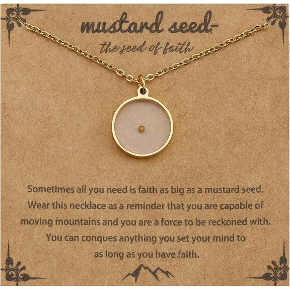 Christian Ladies Gift, 14K Gold Plated Mustard Seed Necklace, Women Pendant Necklace Christian Jewellery Gift