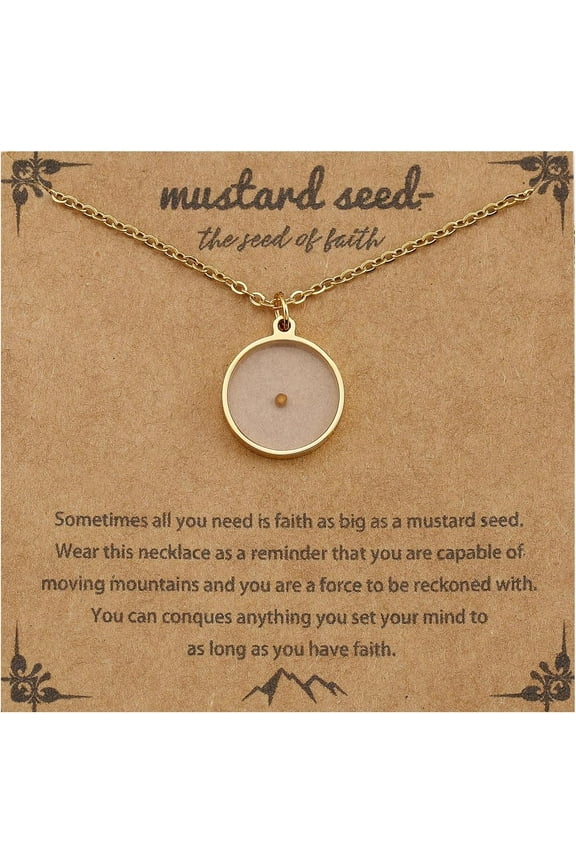 Christian Ladies Gift, 14K Gold Plated Mustard Seed Necklace, Women Pendant Necklace Christian Jewellery Gift