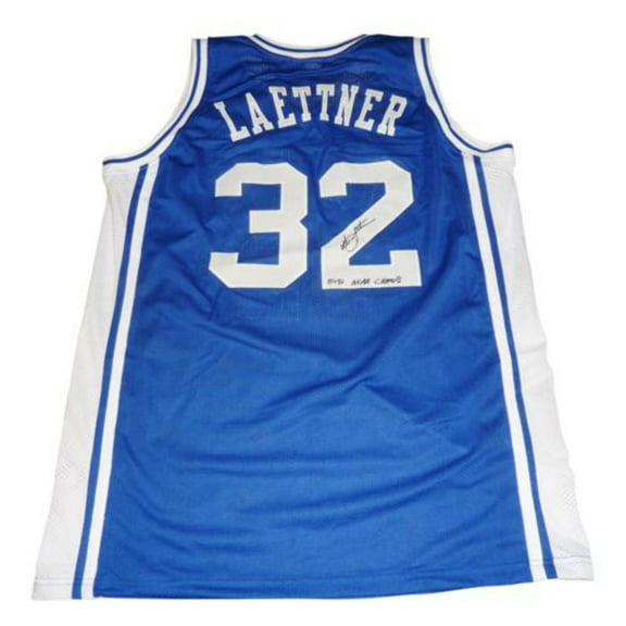 Christian Laettner Autographed Duke Blue Devils (Blue #32) Custom Jersey w/ "1991 1992 NCAA Champs"