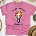 thumbnail image 1 of Christian Let Your Light Shine Matthew 5:16 Bible Verse T-Shirt, Heliconia, Size 3XL, 1 of 6