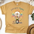 thumbnail image 1 of Christian Light Bulb Graphic T-Shirt Let Your Light Shine, Gold, Size 2XL, 1 of 6