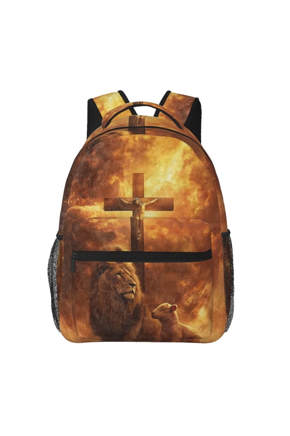 Christian Lion And Lamb Backpack Lightweight Rucksack Travel Bag for Men and Women