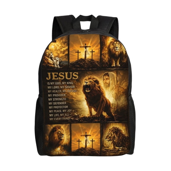 Christian Lion Backpack Full Front Print Travel Laptop Bag for Men and Women