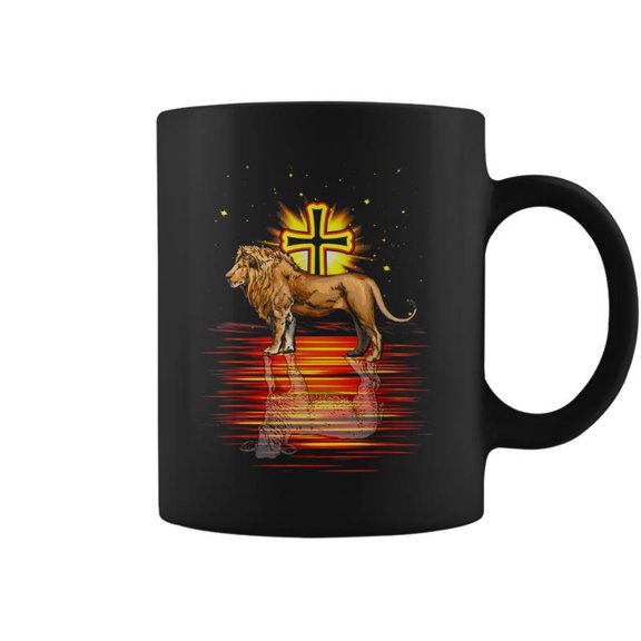 Christian Lion Cross Shadow V2 Coffee Mugs