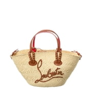Christian Louboutin Cabata Mini Raffia & Leather Basket Tote, Brown