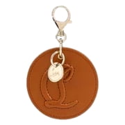 Christian Louboutin Tan Brown Round Leather Logo Bag Charm Keychain with Box New