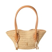 Christian Louboutin Venus Mini Raffia & Leather Tote, Beige