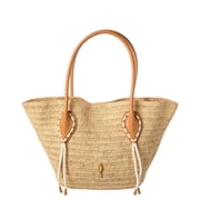 Christian Louboutin Venus Raffia & Leather Tote, Beige