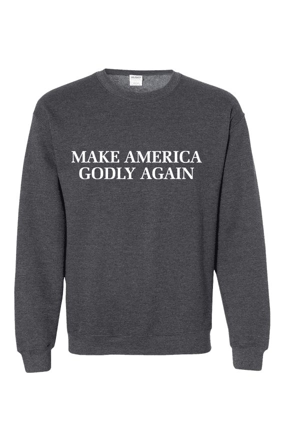 Christian Make America Godly Again Crew Neck Sweatshirt-Dark Heather-medium