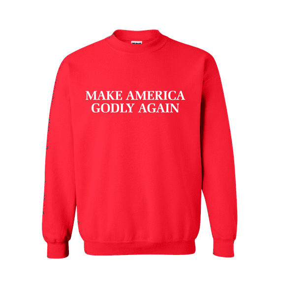 Christian Make America Godly Again Crew Neck Sweatshirt-Red-xxxl