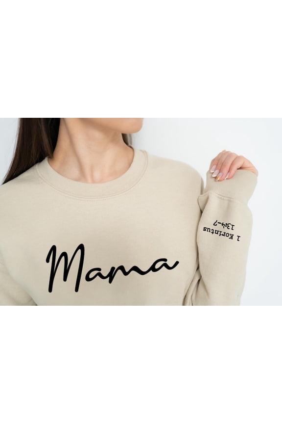 Christian Mama TShirt with Bible Verse on Sleeve Faith Based Hoodie Gift for Moms Minimal