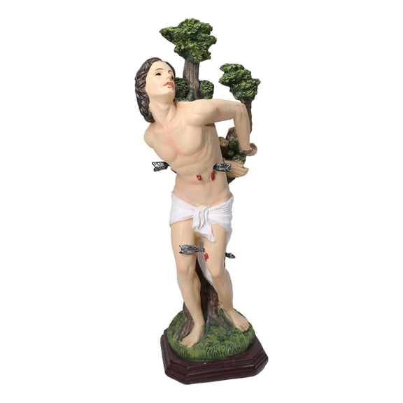 Christian Martyr Roman Soldier Saint Sebastian Pierced By Arrows Figurine 12"H