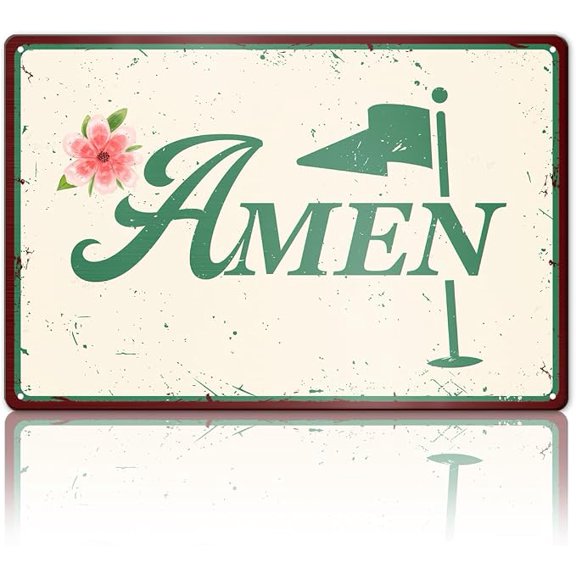 Christian Masters Golf Amen Bar Metal Sign Wall Decor for Home Bar Man Cave Garage Basement 12 X 8 Inches, Golf Gifts for Golfer Men Him Dad