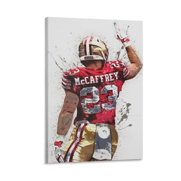 Christian McCaffrey Canvas Poster 2 Posters Art Print Wall Photo Paint Poster Hanging Picture Family Bedroom Decor Gift 20x30inch(50x75cm)