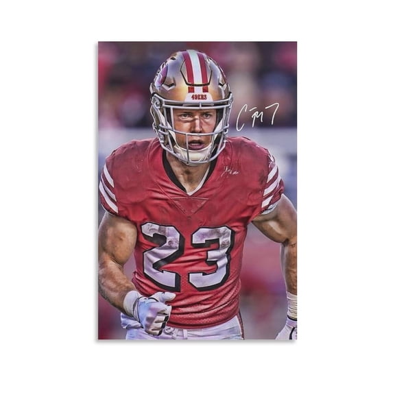 Christian McCaffrey Poster Football Signed Canvas Wall Art Decor Poster Decorative Painting Canvas Wall Art Living Room Posters Bedroom Painting 20x30inch(50x75cm)
