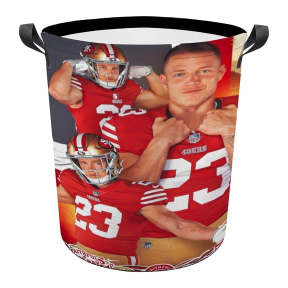 Christian McCaffrey dirty clothes basket preferred Oxford cloth material,15.7" x 19.7"40*50cm