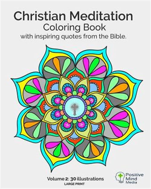 Christian Meditation Coloring Book : 30 Large-sized Illustrations With Inspirational Quotes