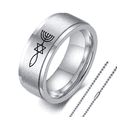 thumbnail image 1 of Christian Messianic Stainless Steel Spinner Ring Necklace with Chain, Messianic of Judaism Jewish Star of David Christ Fish Rotatable Anxiety Relieve Ring Israel Religious Jewelry Gifts, # 12, Silver, 1 of 7
