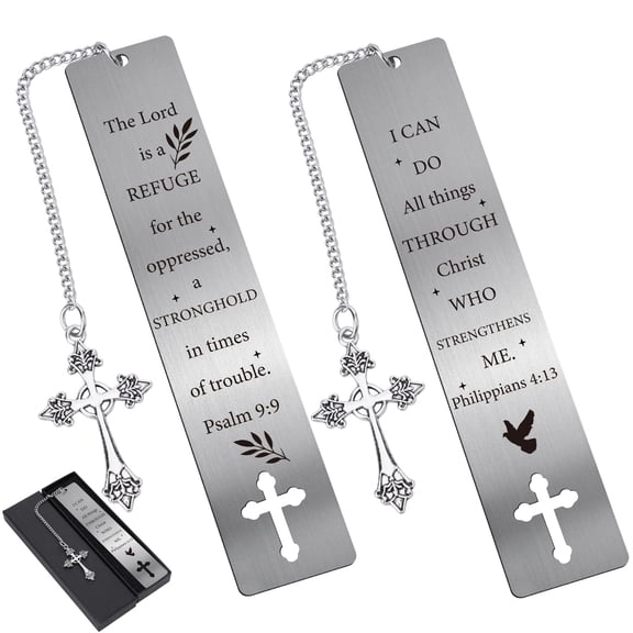 Christian Metal Bookmark Gifts - 2 PCs I Can Do All Things Bible Verse Bookmarks for Reading Women Men Religious Scripture Book Marks Cross for Friends Bookish Readers Christmas Birthday