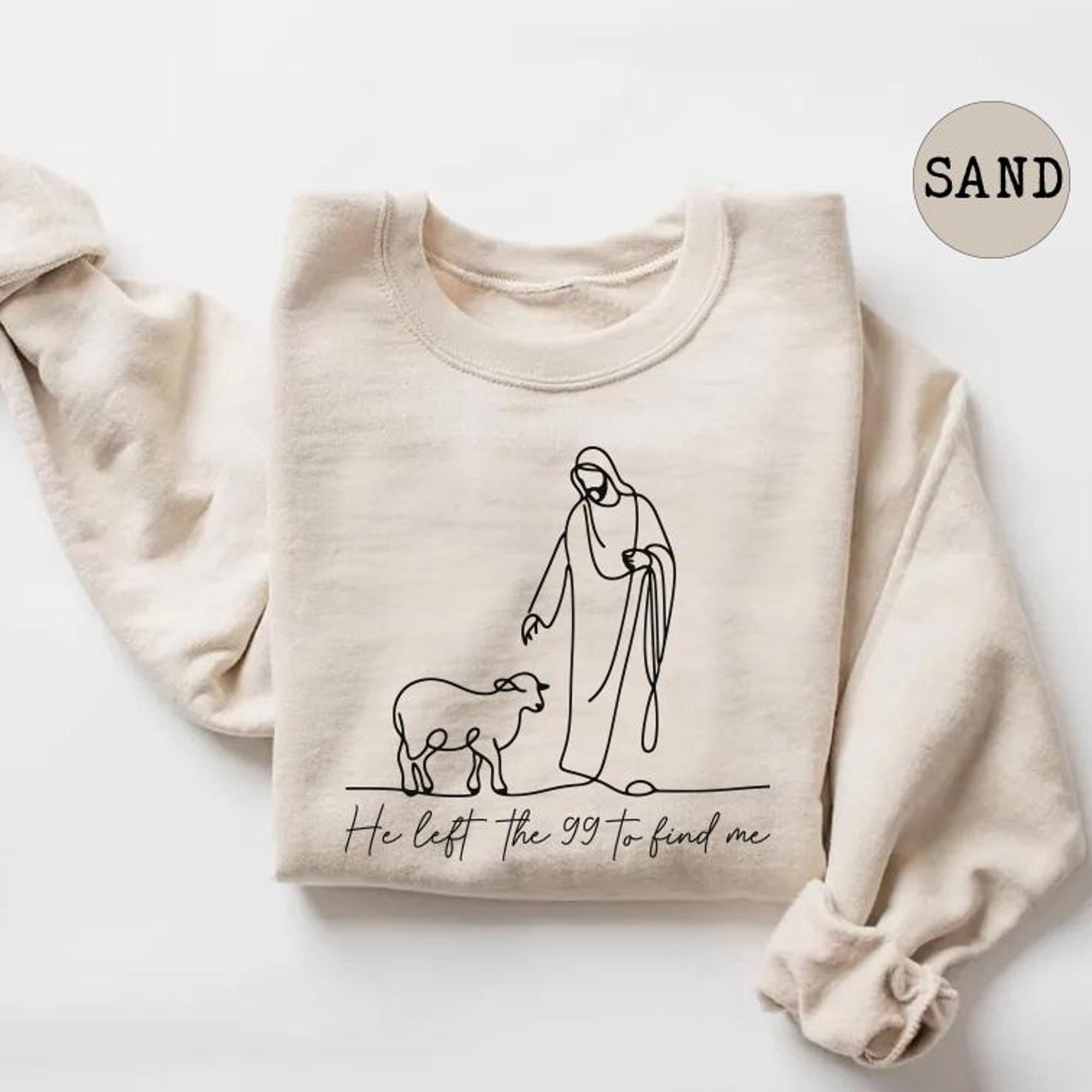 Christian Minimal Line Art Shirt He Left the 99 Bible Verse Tee Faith ...