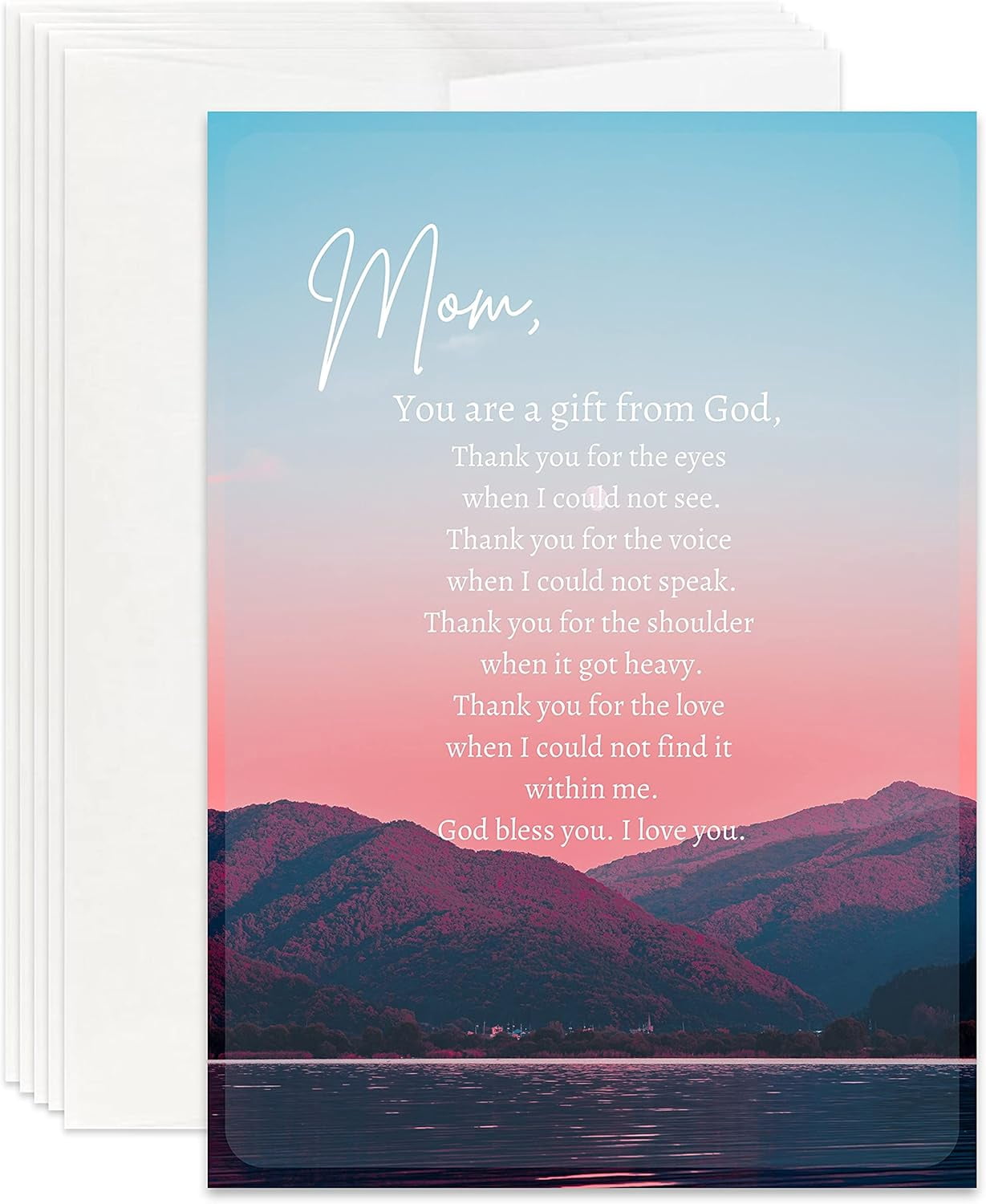 Christian Mom Appreciation, Birthday, Merry Christmas, Get Well | Mother's Day Card (Pack of 12)