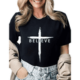 thumbnail image 1 of Christian Mom Dad Believe Cross Graphic Tees Womans Tshirt Black White S-5XL Tops, 1 of 4