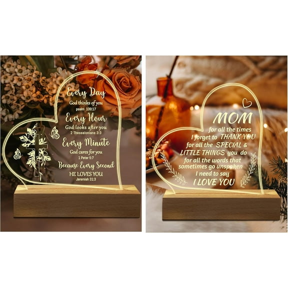 Christian Mom Gifts, Acrylic Engraved Night Light 15 * 19CM, Mothers Day Christmas Gifts