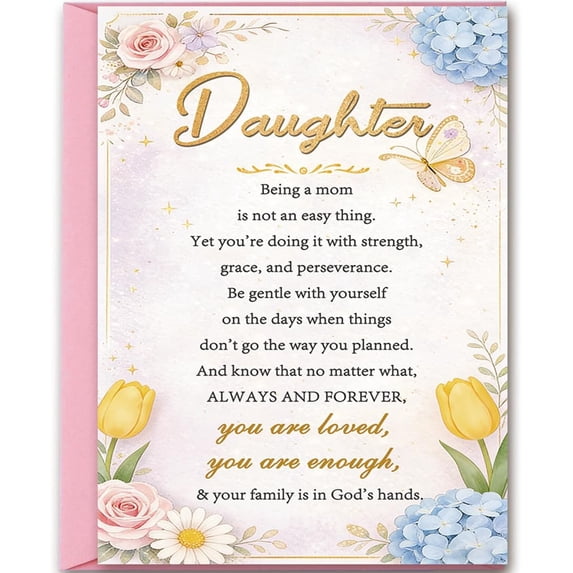 Christian Mothers Day Card for Daughter, Inspirational Scripture Mother's Day Card from Mom