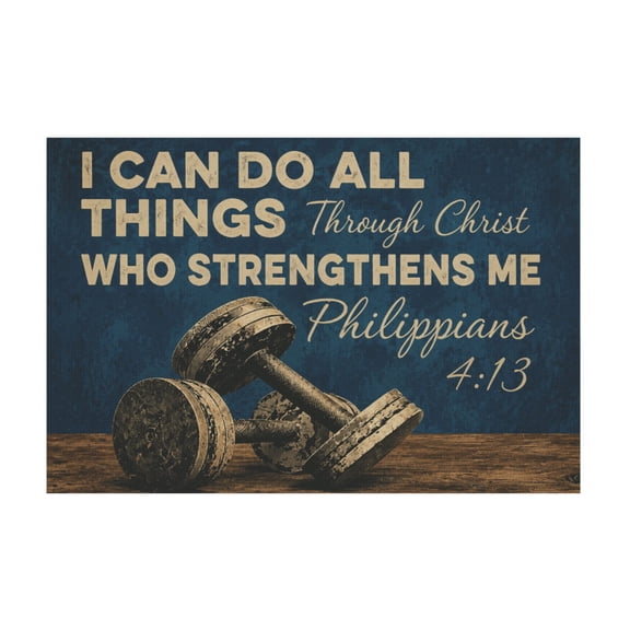 Christian Motivational Fitness Quote Canvas Wall Art For Gym or Workout Room 12*18in