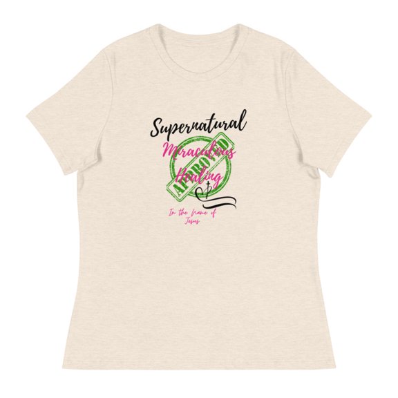 Christian Motivational Women's Relaxed T-Shirt (Heather Prism Natural, XL)