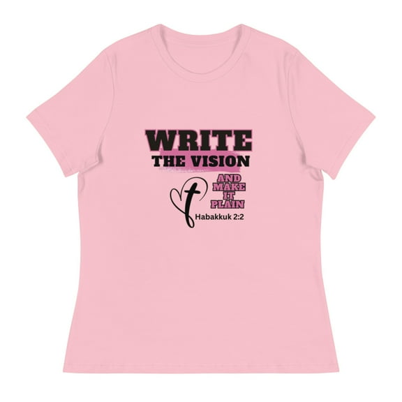 Christian Motivational Women's Relaxed T-Shirt (Pink, L)