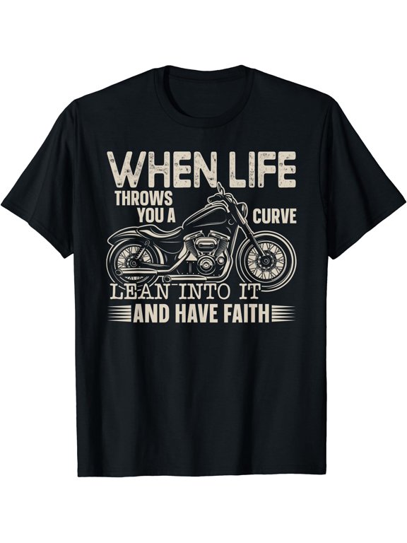 Christian Motorcycle Biker Faith Life Throws You A Curve T-Shirt