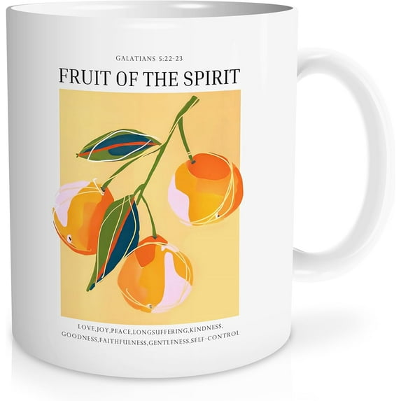 Christian Mug,fruit of the spirit Mug coffee mug,fruits of the spirit,galatians 5 22-23 mug,fruit modern yellow mug,bible verses Decoration mug/11 oz mug
