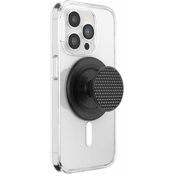 PopSockets Phone Grip for MagSafe, Magnetic Holder, Phone Stand, Black - Metal Triangle Knurled Black