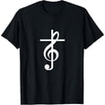 thumbnail image 1 of Christian Music Cross Tee Treble Clef Musical Gift TShirt T-Shirt, 1 of 4