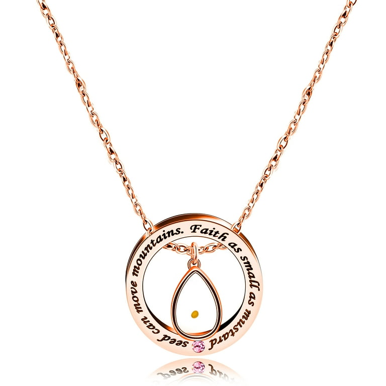 Christian Mustard Seed Necklace for Women Circle Ring Necklace