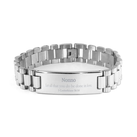 Christian Nonno Gifts, Let all that you do be done in love, Bible Verse Scripture Ladder Stainless Steel Bracelet, Baptism Confirmation Gifts for Nonno