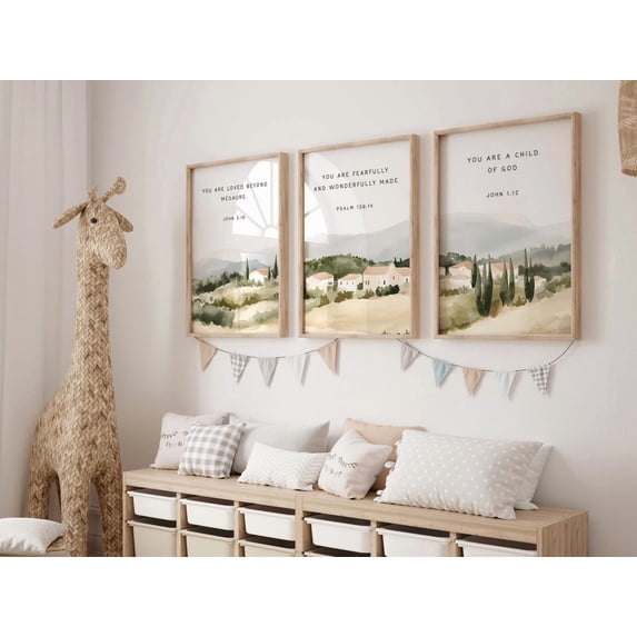 Christian Nursery Scenery Baby Bible Verse Nature Woodland Decor Poster ...