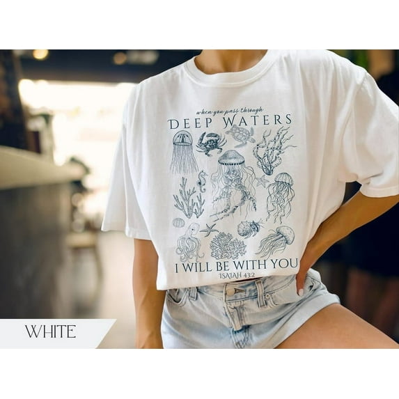 Christian Ocean Animal Shirt, Coastal Sea Life Tshirt, Trendy Beachy Oversized Scripture Tee, Jesus Bible Verse Shirt, Faith Apparel Gift