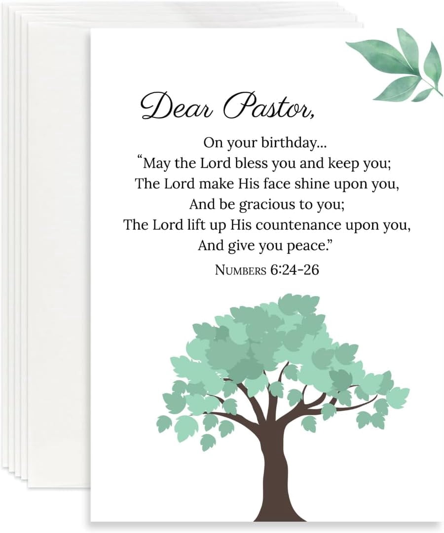 Christian Pastor Birthday Card | Christian Birthday Card for Pastor (Numbers 6:24-26) (Pack of 25)