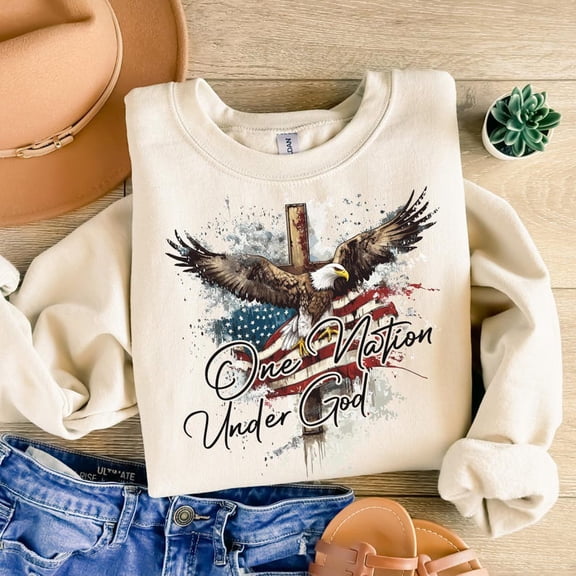 Christian Patriotic Eagle Sweatshirt, Fourth of July Cross USA Shirt, Memorial Day Religious Pullover