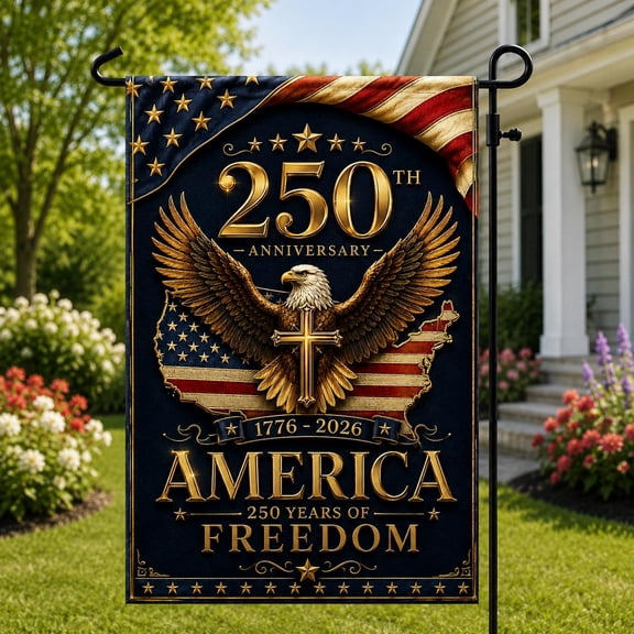 Christian Patriotic Flag, America 250th Anniversary Flag, Cross USA Flag Decor, Religious Americana Flag Outdoor Home Decor Gift 28x40 POLE NOT INCLUDED House Flag