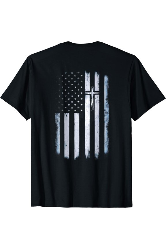 Christian Patriotic Garden Flag - Distressed American Flag and Cross Design - Double Sided Outdoor Decor