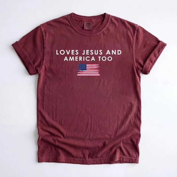 Christian Patriotic Shirt, Loves Jesus and America Too T-shirt, USA Faith T Shirt, 4th of July America 250 Gift
