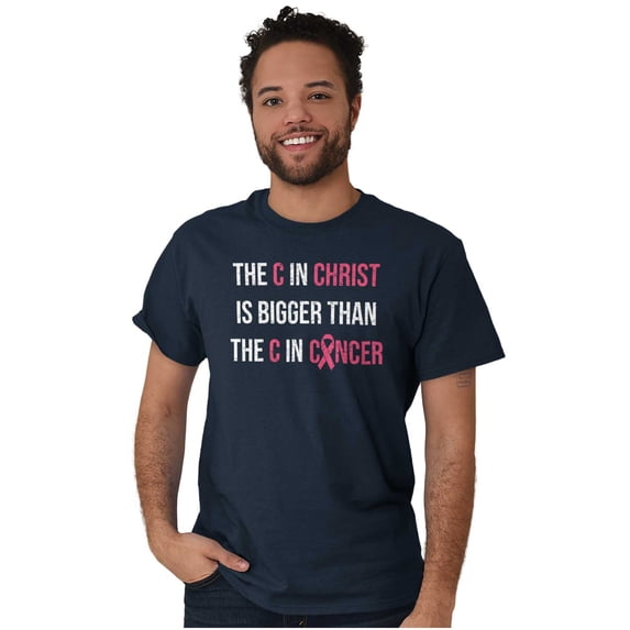 Christian Pink Ribbon Breast Cancer Women's Graphic T Shirt Tees Brisco Brands L