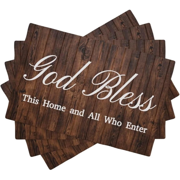 Christian Placemats Set of 4, God Bless Bible Verse Scripture Table Mats Place Mats for Kitchen Dining Table Decoration, Christian Home Decor 12x18 Inch