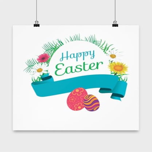 Christian Poster, Happy Easter Artistic Design, Jesus Wall Art Gift, White 13x13in Poster