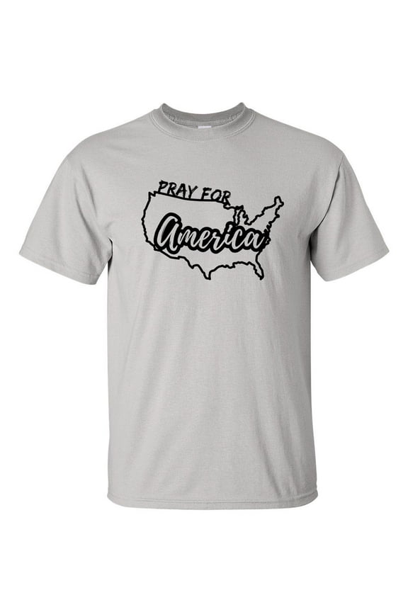 Christian Pray For America Unisex Adult Short Sleeve T-shirt-Ice Grey-xxl