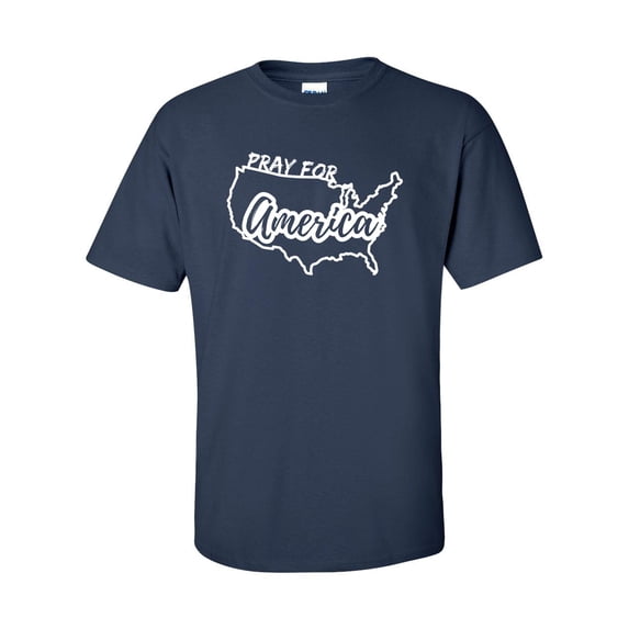 Christian Pray For America Unisex Adult Short Sleeve T-shirt-Navy-4xl