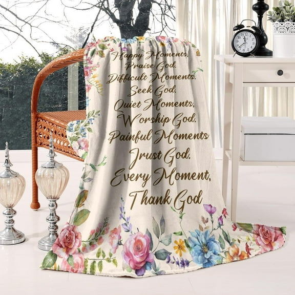 Christian Prayer Blanket, Soft Religious Throw for Women & Men, Spiritual Faith Scripture Gift for Baptism, Bible Study, 50" x 60"